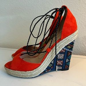 Charles David Espadrille Aztec Wedge Sandals